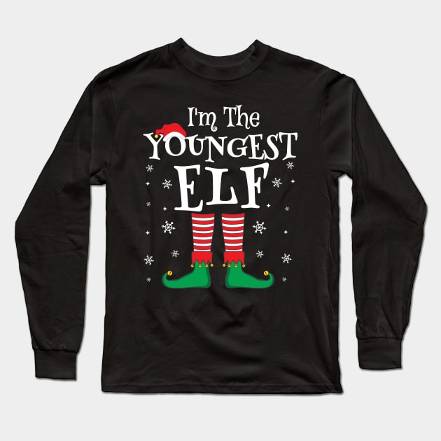 I'm The Youngest Elf Matching Family Christmas Pajama Shirt Long Sleeve T-Shirt by TheMjProduction